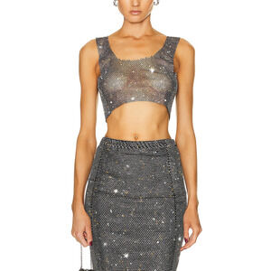 Santa Brands Black Crystal Embellished Crop Top Size XS-S